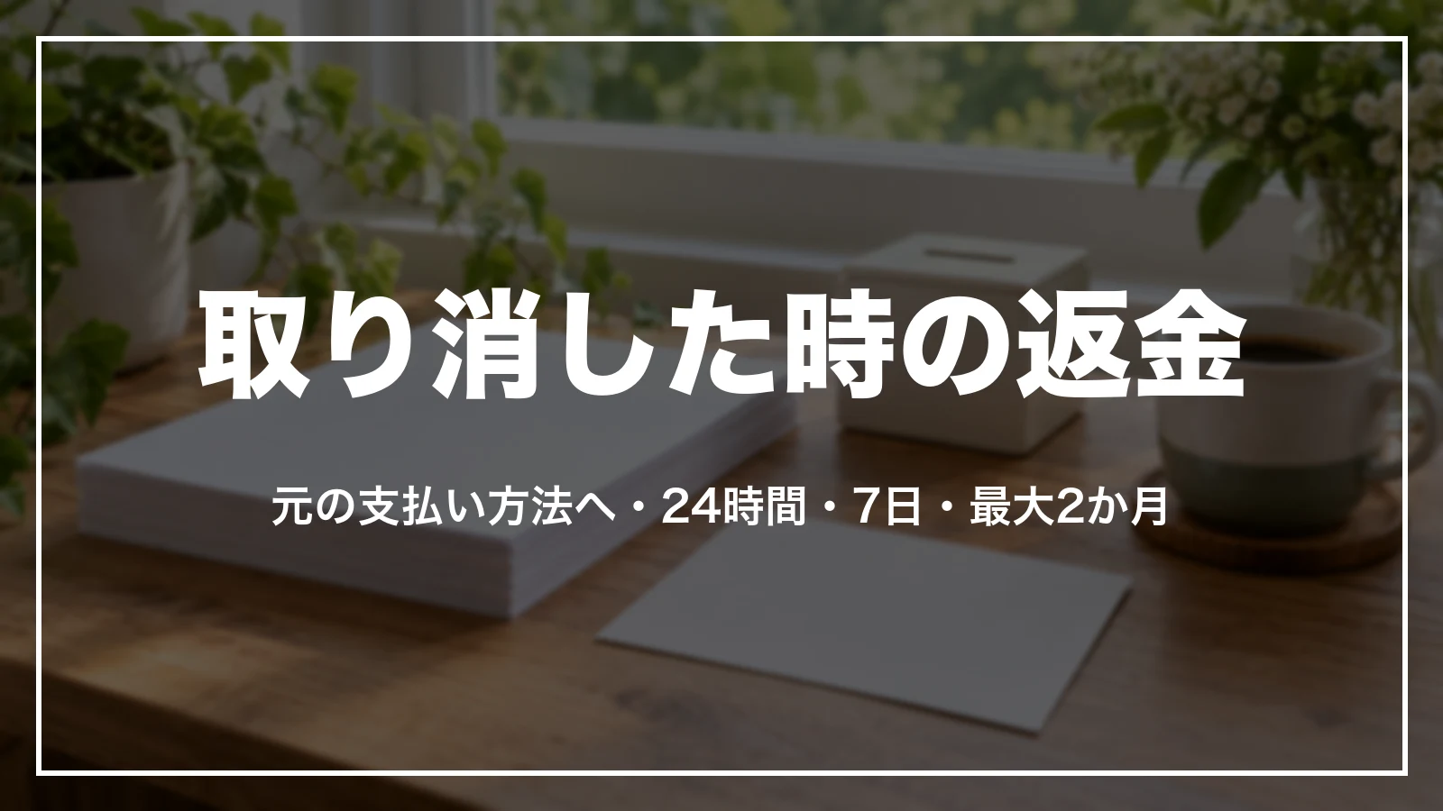 取り消した時の返金。元の支払い方法へ・24時間・7日・最大2か月