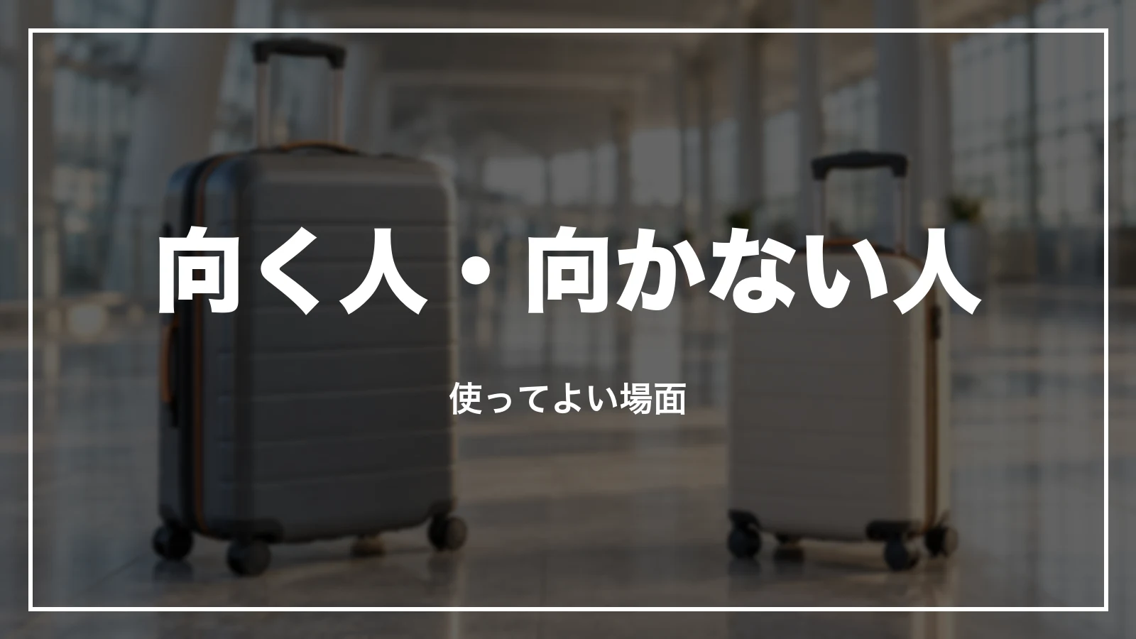 スカイチケットが向く人・向かない人。使ってよい場面